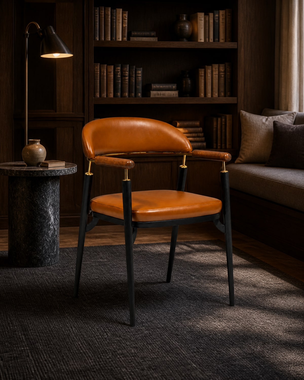 Closer editorial view of the Odin chair in a furnished interior
