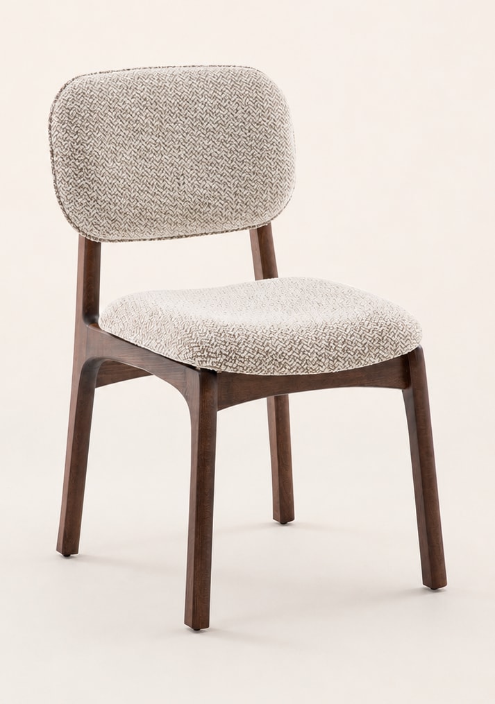 Albin chair with light upholstery and a dark wood appearance