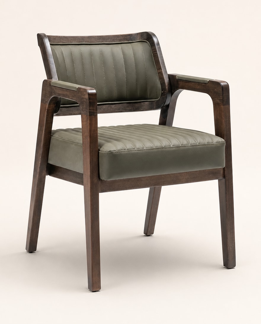 Lexus armchair with a dark frame and green upholstery